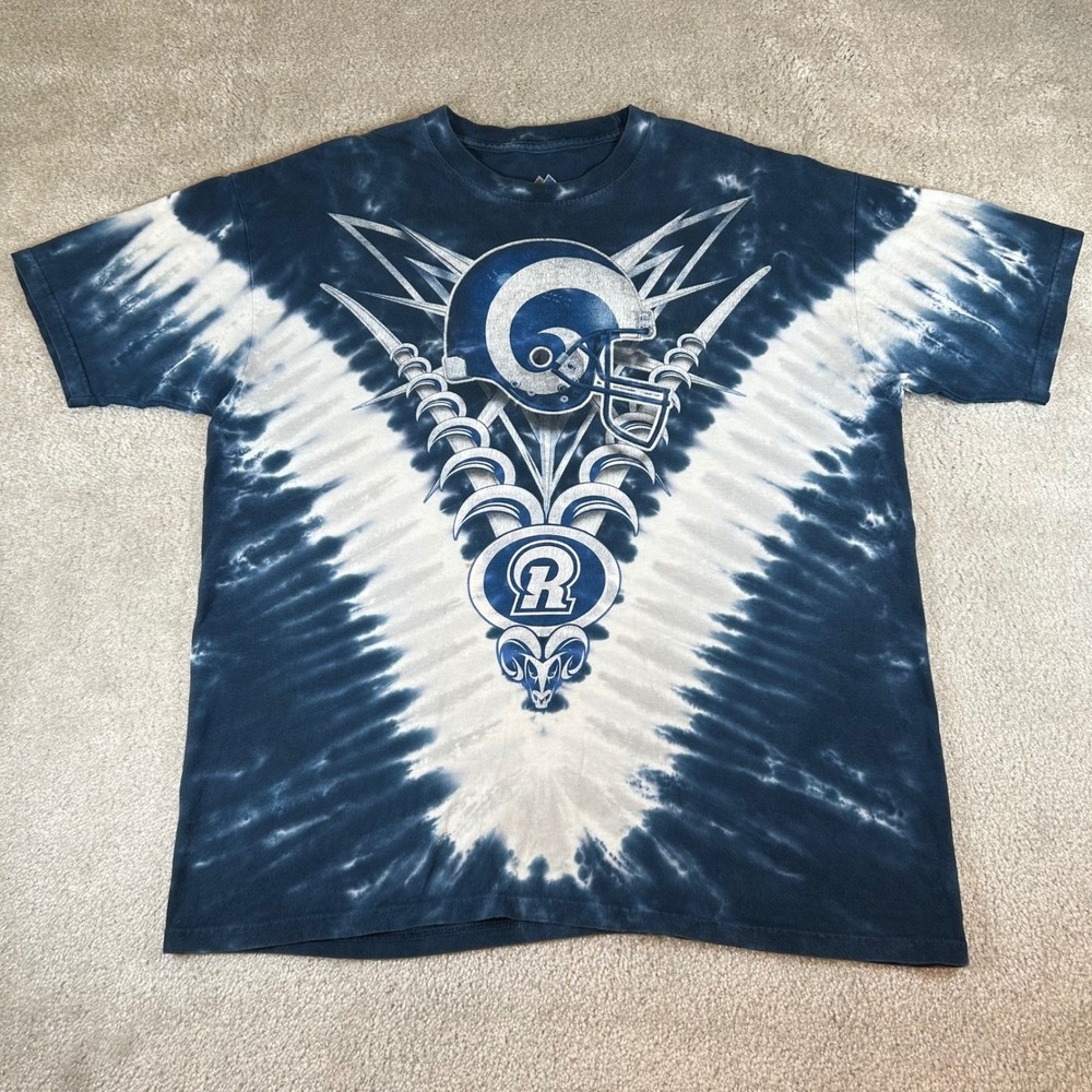 Vintage Y2K Majestic Los Angeles Rams Tie Dye T-Shirt AOP Men's XL NFL Football